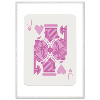 Jack of Hearts Poker Card Print - Eclectic Pink Framed Art - Eco-Friendly Wood Frame, Ready-to-Hang Decor - Vibrantwalls