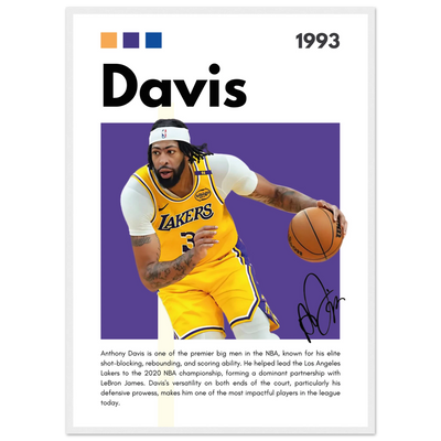 Anthony Davis Lakers Modern Basketball Art Print 50x70 cm 20x28″ White frame Vibrantwalls