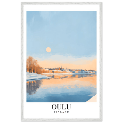Oulu Finland Framed Poster – Serene Winter Sunset Wall Art with Wooden Frame - Vibrantwalls