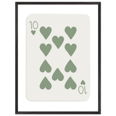 Minimalist Ten of Hearts Poker Card Print - Mounted & Framed Wall Art, Eco-Friendly Wood Frame in Your Choice of Finish - Vibrantwalls