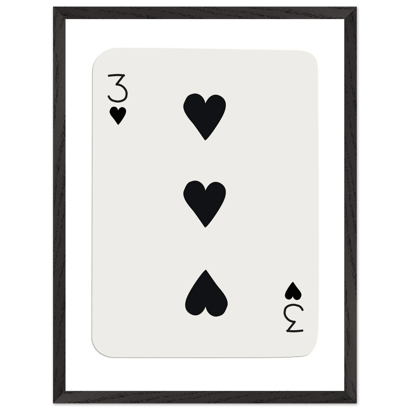 Three of Hearts Poker Card Print - Eco-Friendly Framed Poster Art, Available in Multiple Sizes & Frame Finishes - Vibrantwalls