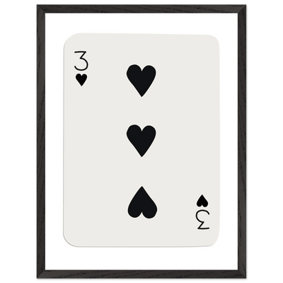 Three of Hearts Poker Card Print - Eco-Friendly Framed Poster Art, Available in Multiple Sizes & Frame Finishes - Vibrantwalls