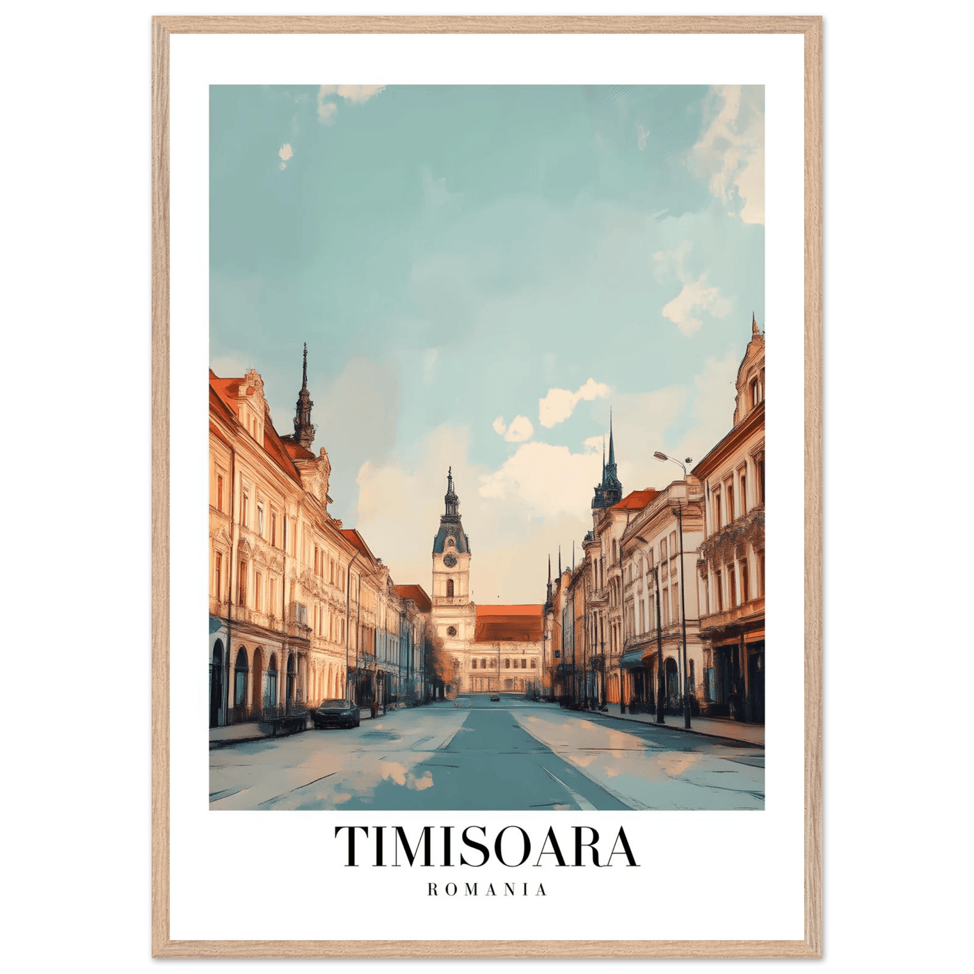 Timisoara Romania Framed Poster – Vintage Cityscape Wall Art with Wooden Frame - Vibrantwalls