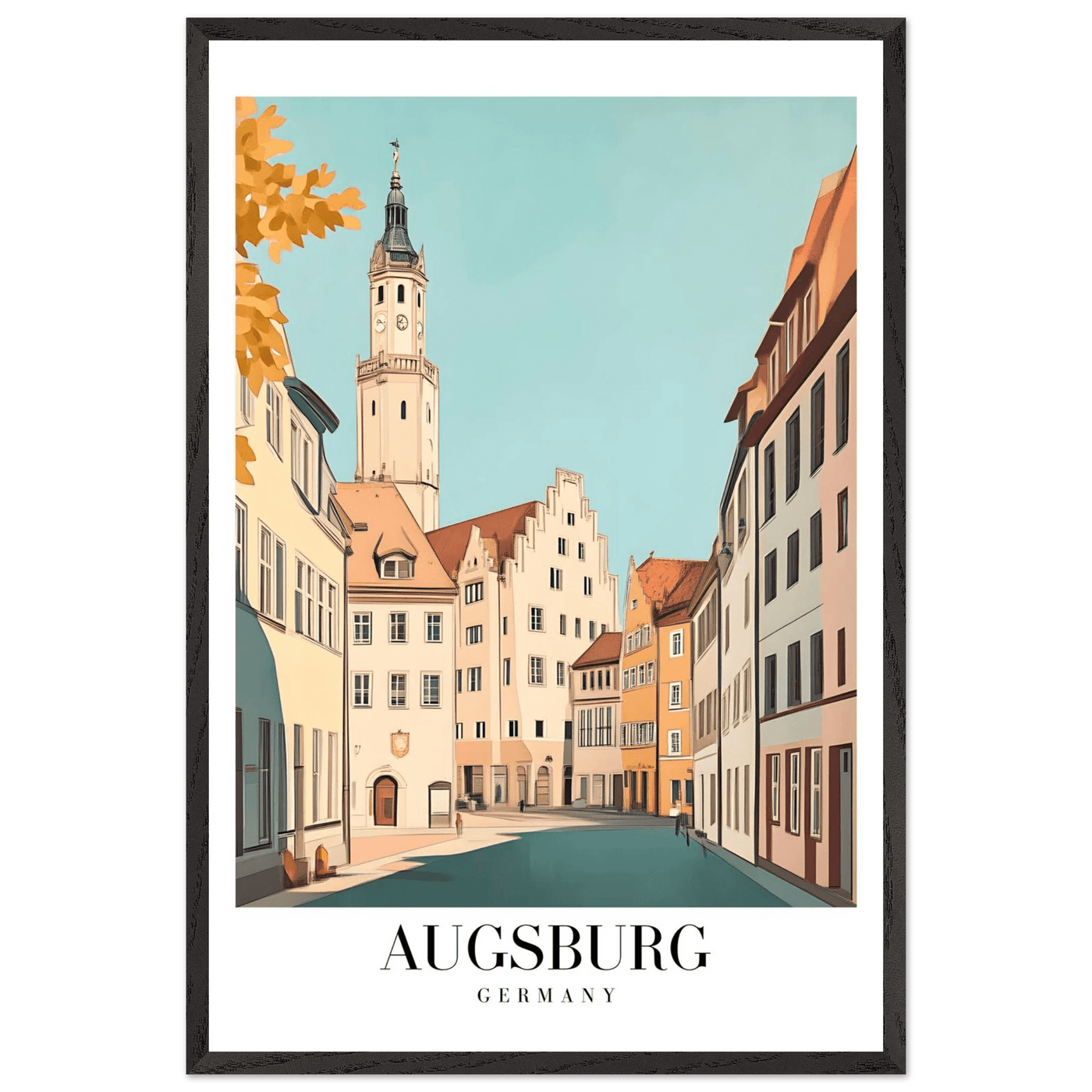 Augsburg Germany Framed Poster – Vintage European Cityscape Wall Art with Wooden Frame in Various Sizes - Vibrantwalls