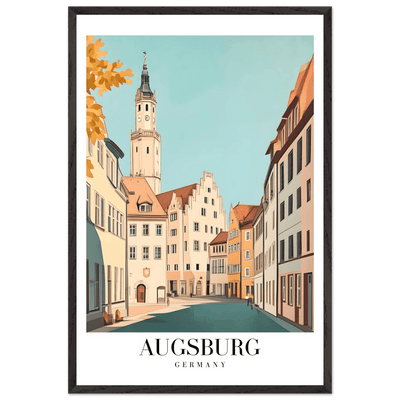 Augsburg Germany Framed Poster – Vintage European Cityscape Wall Art with Wooden Frame in Various Sizes - Vibrantwalls