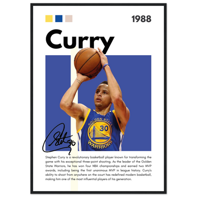 Stephen Curry Golden State Warriors Vintage Art A1 (59.4 x 84.1 cm) Black frame Vibrantwalls