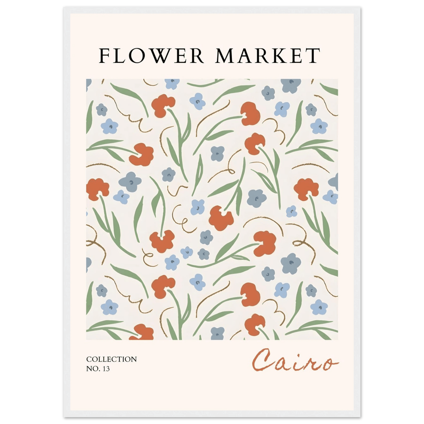Flower Market Cairo Framed Poster – Abstract Floral Art Print | Earthy Tones & Ready-to-Hang Decor - Vibrantwalls