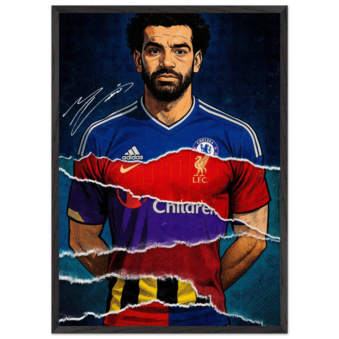 Mohamed Salah Pop Art Football Legend Mounted Framed Poster – Eco-Friendly, Ready to Hang - Vibrantwalls