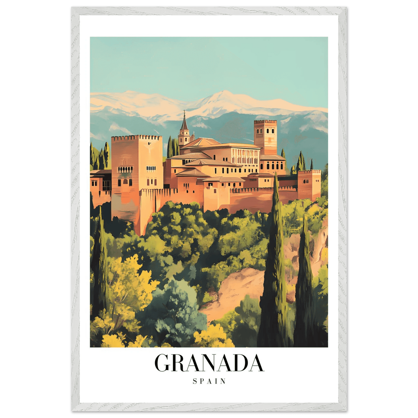 Granada Spain Framed Poster – Vintage Travel Wall Art with Wooden Frame - Vibrantwalls