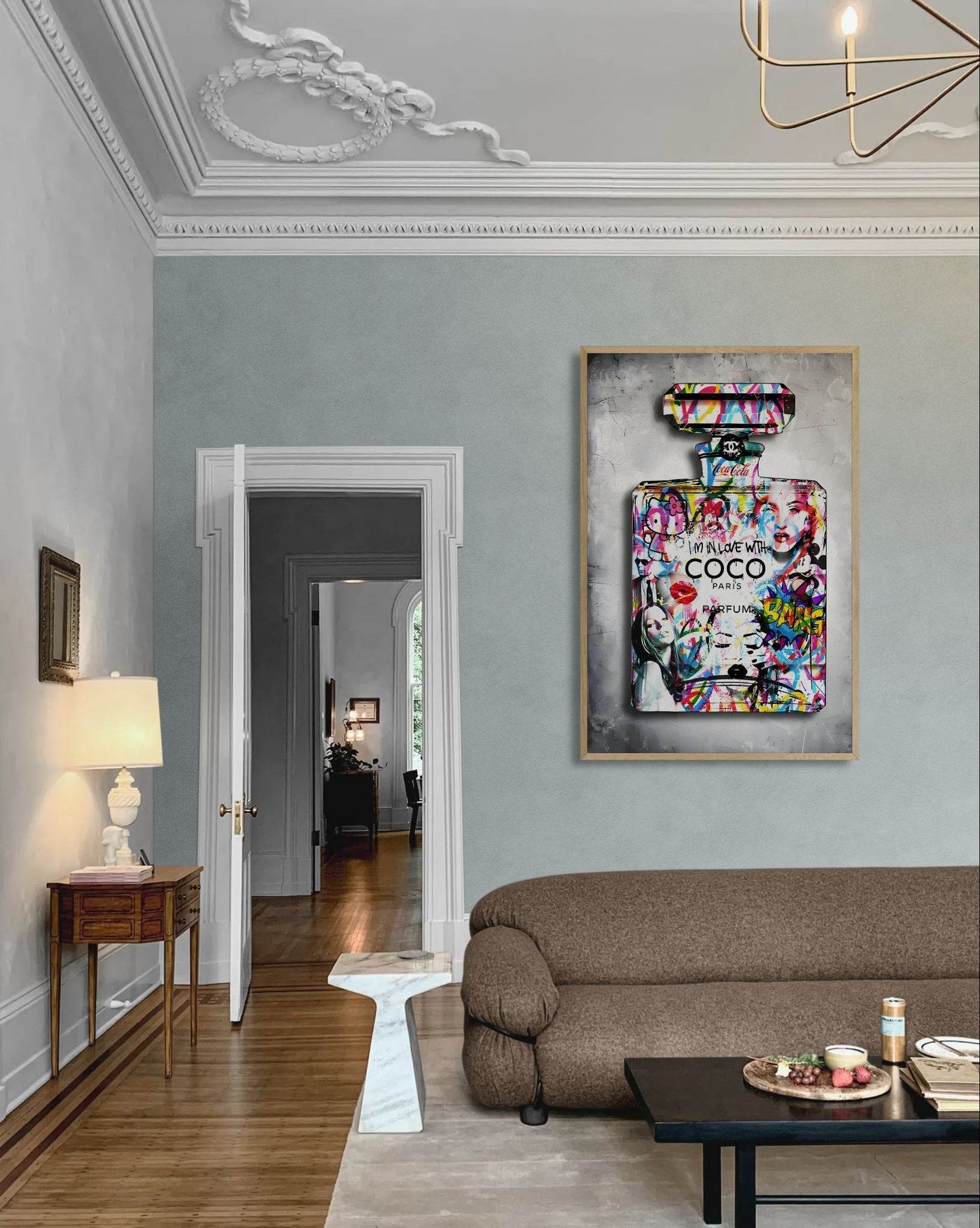 Vibrant Pop Art Chanel Perfume Bottle Print - Graffiti Chic Wall Decor for Fashion Lovers - Vibrantwalls