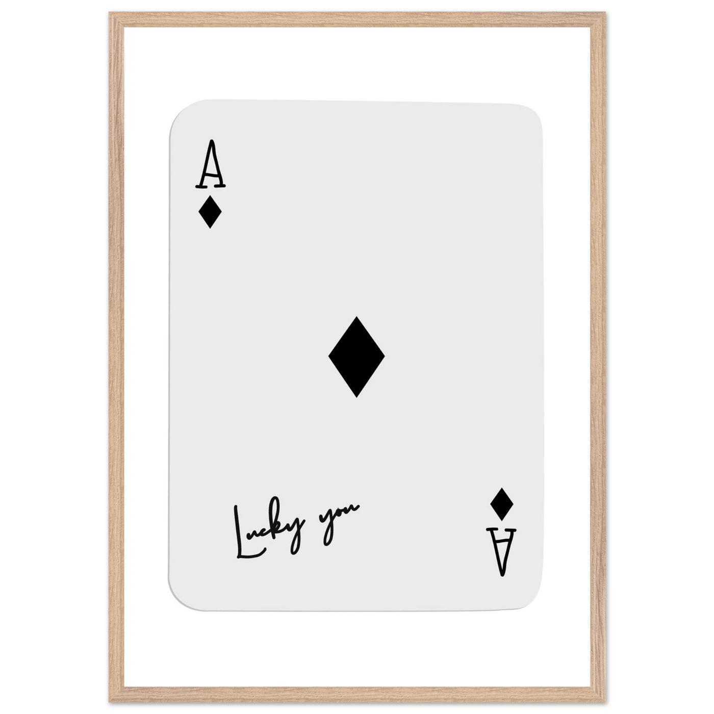Lucky You Ace of Diamonds Poker Card Print - Mounted Framed Poster Art, Eco-Friendly Wood Frame in Your Choice of Style - Vibrantwalls