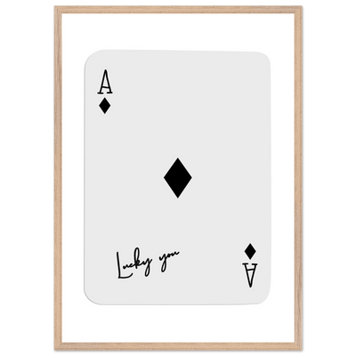 Lucky You Ace of Diamonds Poker Card Print - Mounted Framed Poster Art, Eco-Friendly Wood Frame in Your Choice of Style - Vibrantwalls