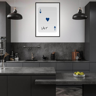 Lucky You Ace of Hearts - Framed Poker Card Art, Minimalist Eclectic Decor, Eco-Friendly Wood Frame - Vibrantwalls