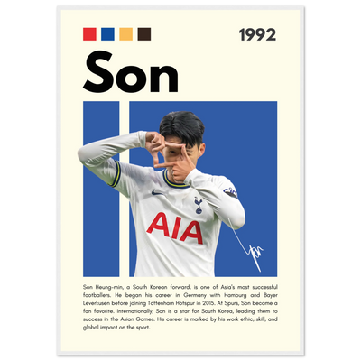 Son Heung-min Tottenham Hotspur Framed Football Poster 70x100 cm 28x40″ White frame Vibrantwalls