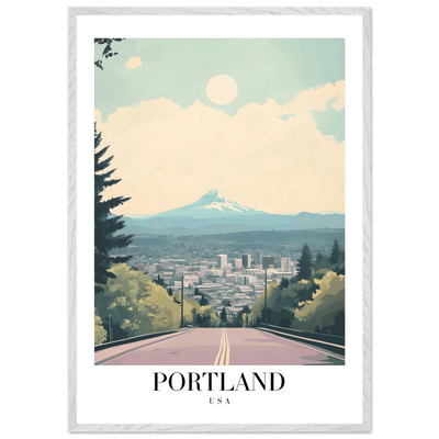 Portland Oregon Framed Poster – Mid-Century Modern Travel Art with Your Choice of Frame - Vibrantwalls