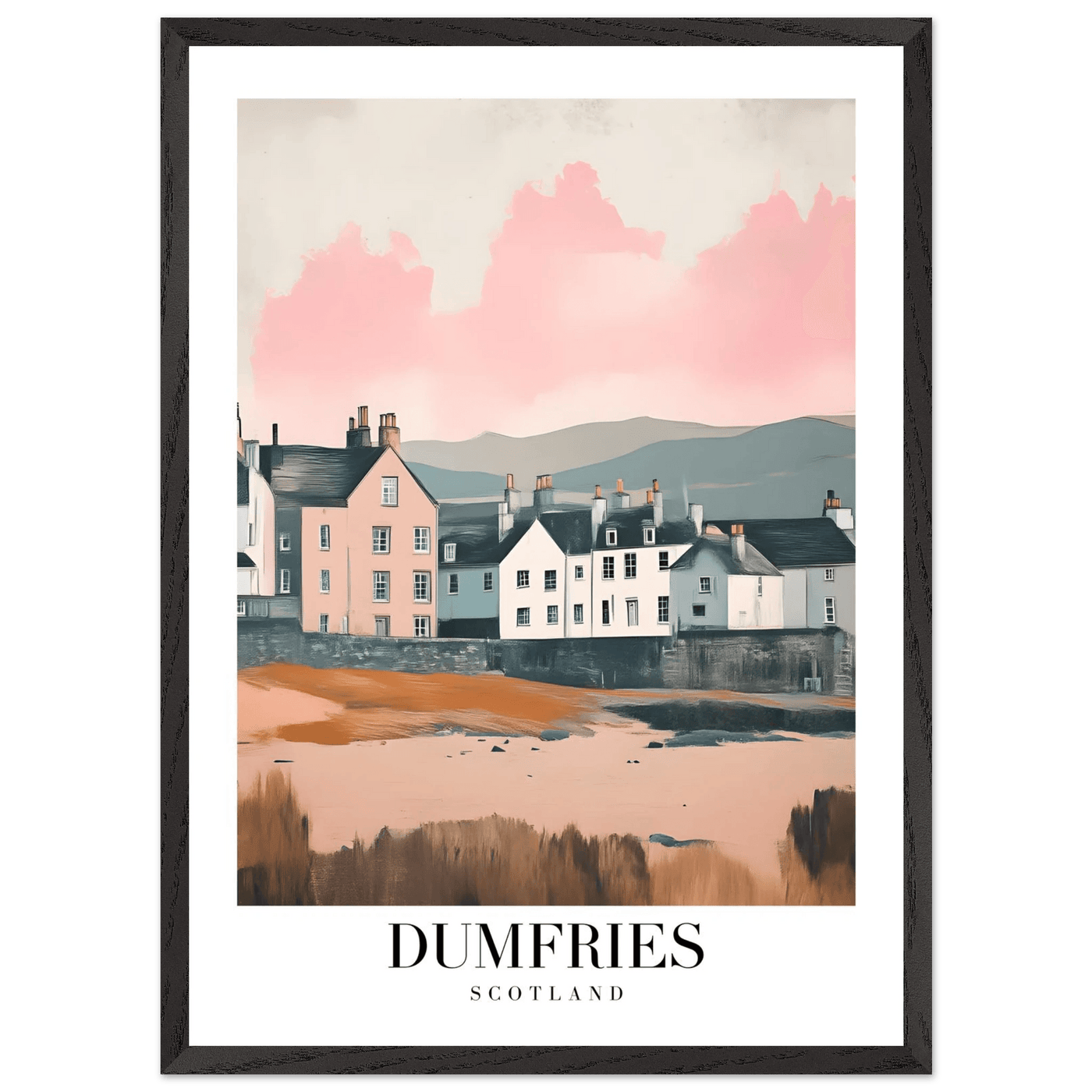 Dumfries Scotland Framed Poster – Pastel-Toned Vintage Travel Wall Art with Wooden Frame - Vibrantwalls