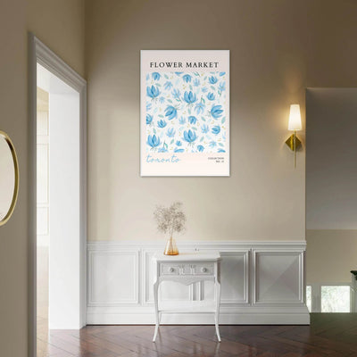 Toronto Flower Market Wall Art – Delicate Blue Floral & Gold Dot Prints | Framed & Ready-to-Hang - Vibrantwalls