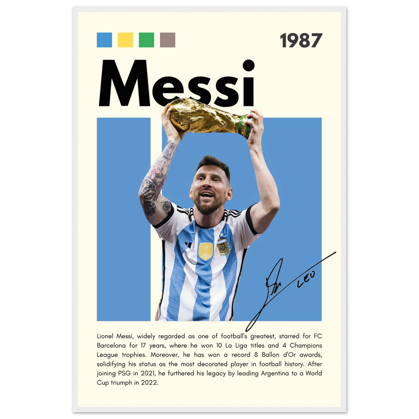 Lionel Messi World Cup Champion Framed Poster 60x90 cm 24x36″ White frame Vibrantwalls