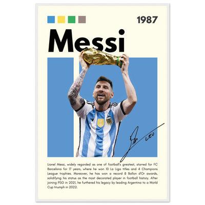 Lionel Messi World Cup Champion Framed Poster 60x90 cm 24x36″ White frame Vibrantwalls