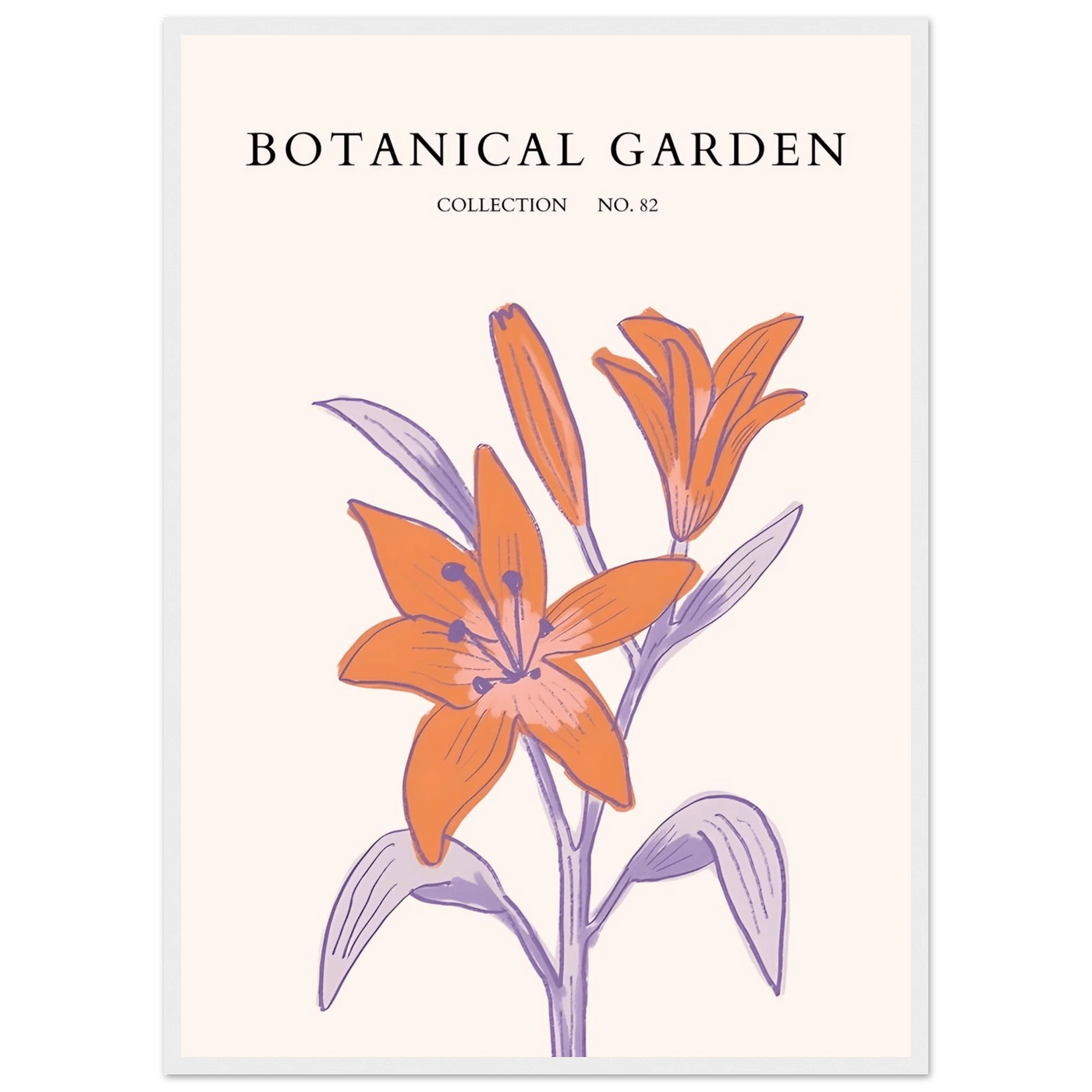 Botanical Garden Lily Print – Orange & Lavender Framed Poster | Elegant Nature Art for Modern Spaces, Ready-to-Hang - Vibrantwalls