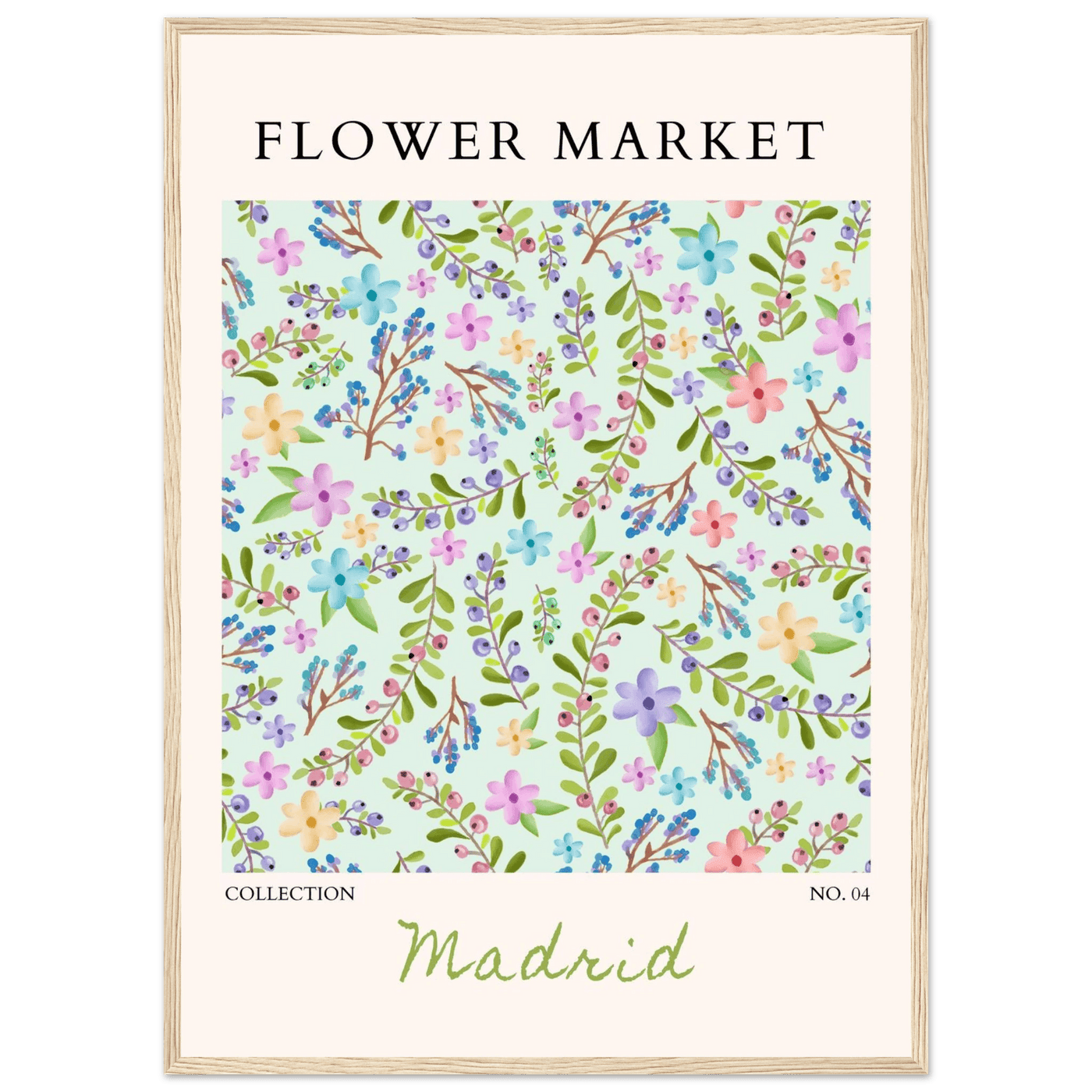 Flower Market Collection Framed Poster – Whimsical Floral & Berry Art Prints | Ready-to-Hang in Various Sizes - Vibrantwalls