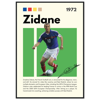Zinedine Zidane Football Legend Framed French Poster 70x100 cm 28x40″ Black frame Vibrantwalls
