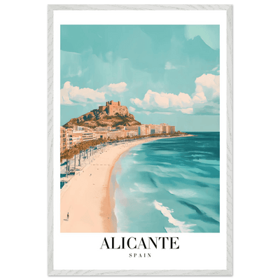 Alicante Spain Framed Poster – Vintage Coastal Wall Art with Azure Blues & Sandy Hues - Vibrantwalls