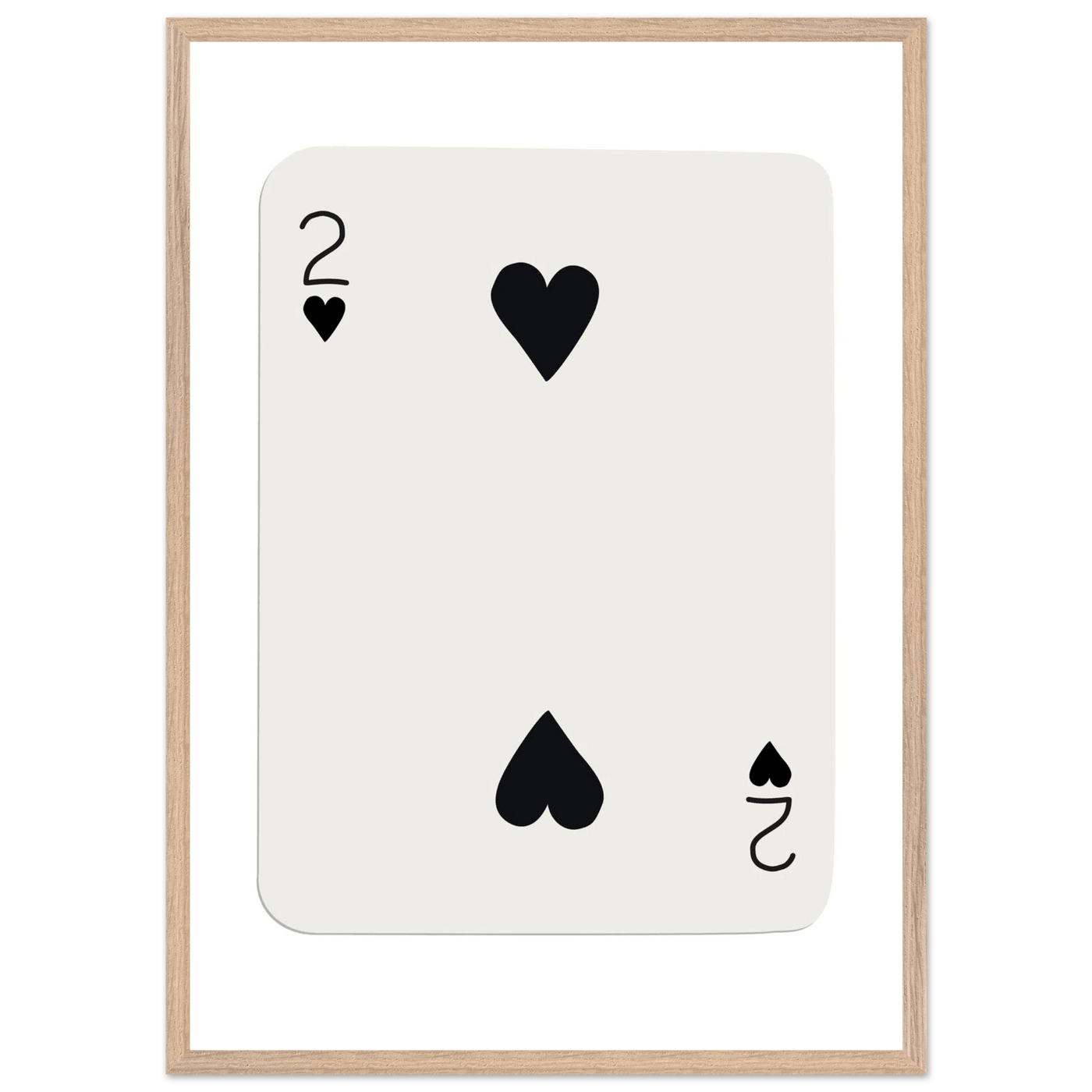 Minimalist Two of Hearts Poker Card Art Print - Framed Eco-Friendly Wooden Poster - Vibrantwalls