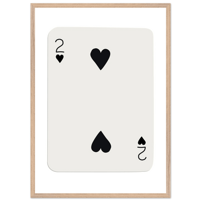 Minimalist Two of Hearts Poker Card Art Print - Framed Eco-Friendly Wooden Poster - Vibrantwalls