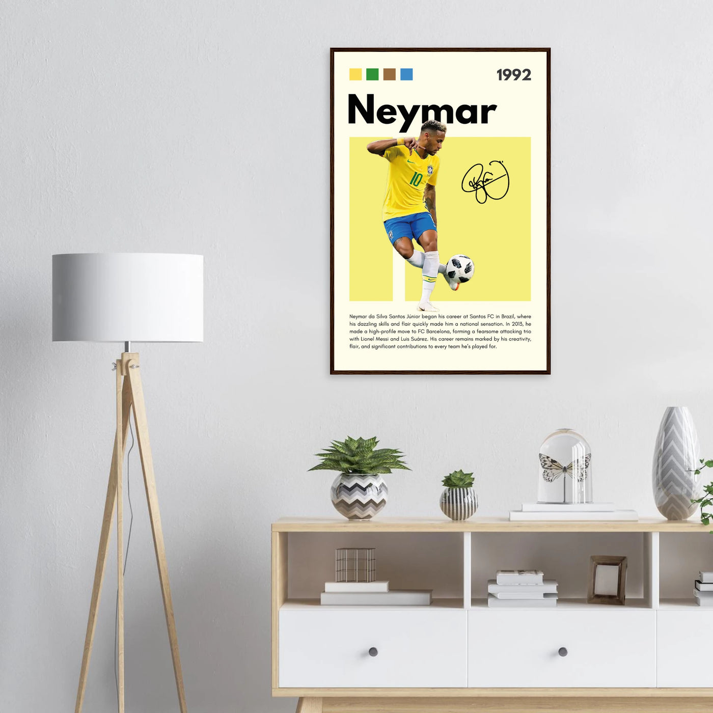 Neymar Jr. Brazilian Football Legend Framed Poster – Vibrant Pop Art Football Print Vibrantwalls