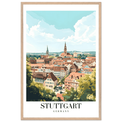 Stuttgart Germany Framed Poster – Vintage European Cityscape Wall Art with Customizable Wooden Frame - Vibrantwalls