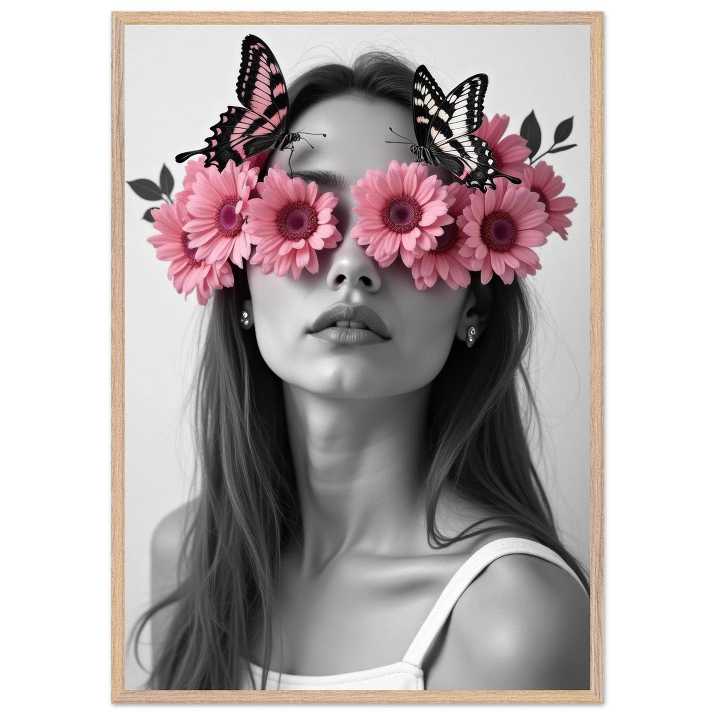 Woman With Flowers Decor - Elegant Floral Art for Home Decor - Vibrantwalls