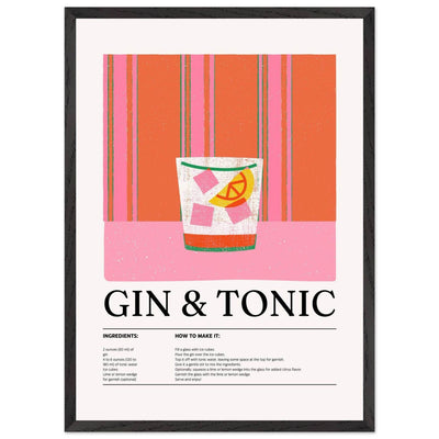 Gin Tonic Cocktail Recipe Minimalist Design Print - Vibrantwalls