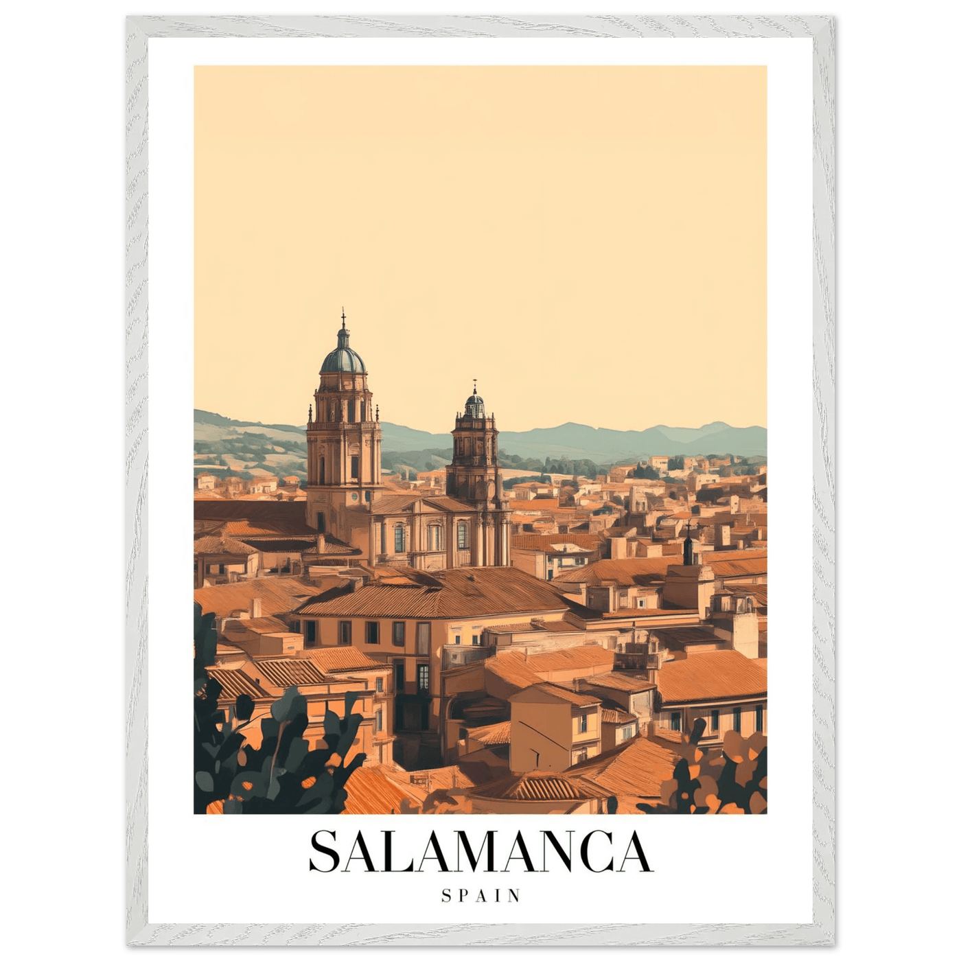 Salamanca Spain Framed Poster – Warm Hues Vintage Travel Wall Art with Wooden Frame - Vibrantwalls