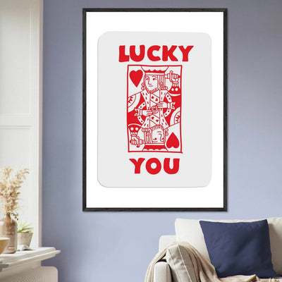 Lucky You Poker Card Art Print - Two of Hearts King - Framed Poster with Eco-Friendly Wood Frame - Vibrantwalls