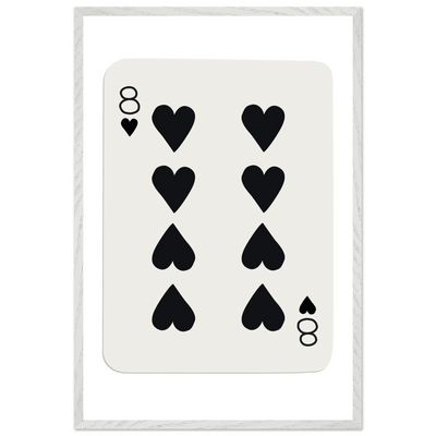 Minimalist Eight of Hearts Poker Card Print - Framed Wall Art, Sustainable Wood Frame, Choose Your Finish & Size - Vibrantwalls