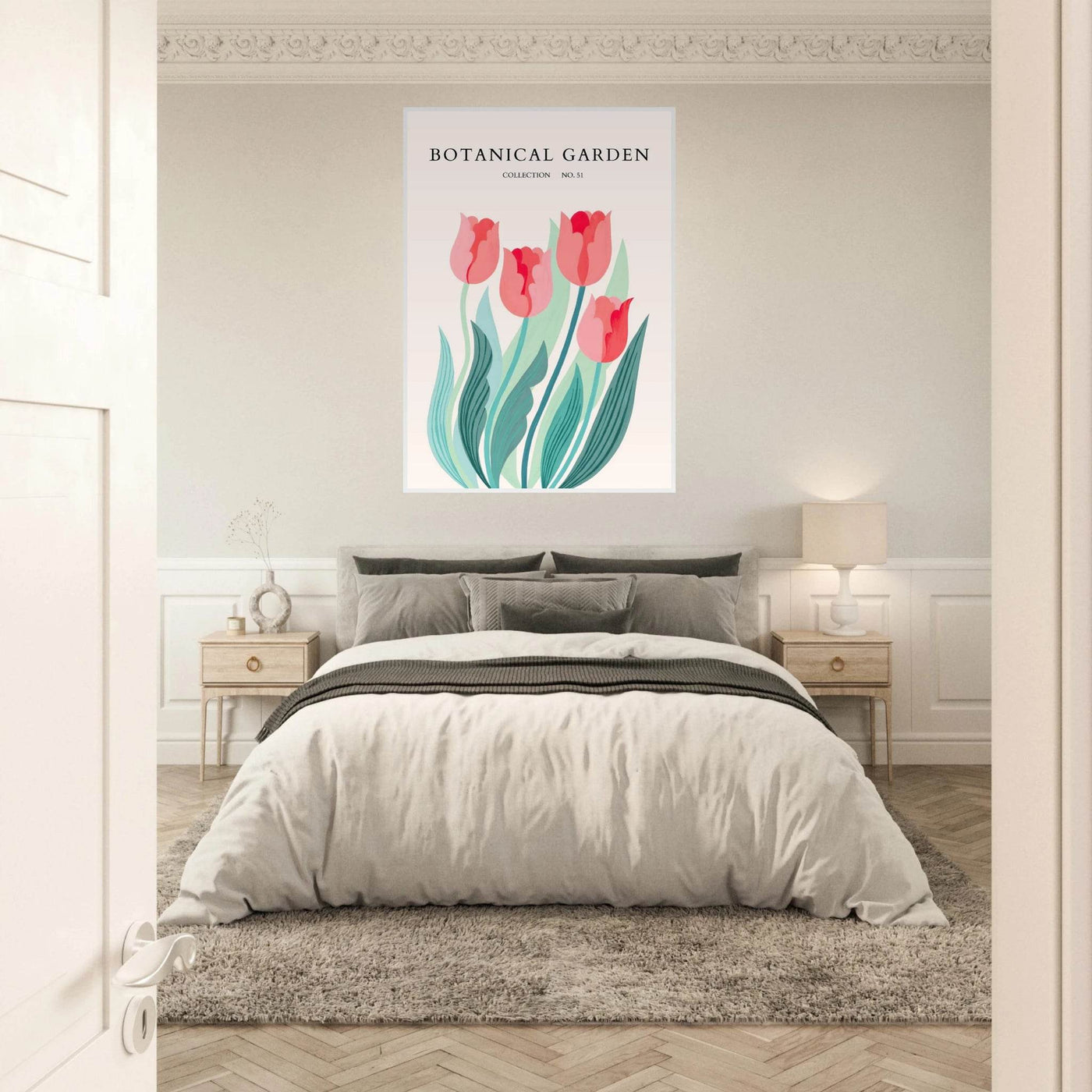 Botanical Garden Tulip Framed Poster – Pastel Florals & Nature Art Prints | Ready-to-Hang Wall Decor - Vibrantwalls