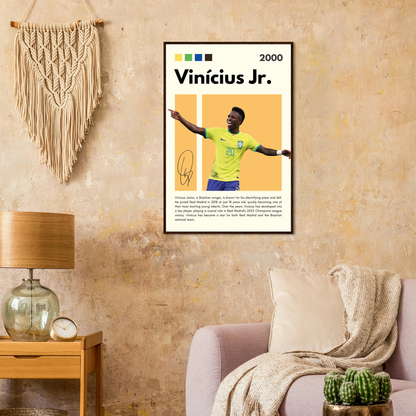 Vinicius Jr. Brazil Soccer Framed Poster – Dynamic Football Legend Art Print in Multiple Sizes & Frame Finishes Vibrantwalls