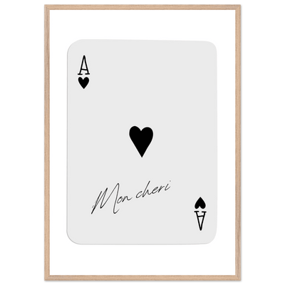 Ace of Hearts 'Mon Cheri' Art Print - Framed Poker Card Poster, Eco-Friendly Wood Frame - Vibrantwalls