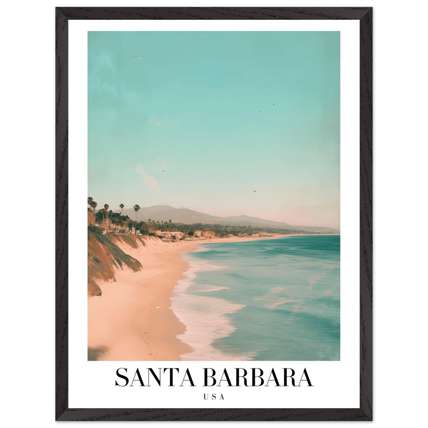 Santa Barbara USA Framed Poster – Pastel Beach Travel Wall Art in Your Choice of Frame - Vibrantwalls