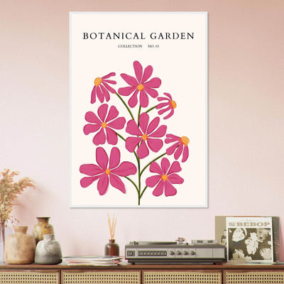Vibrant Botanical Garden Framed Poster – Pink Cosmos & Abstract Floral Art Print | Ready-to-Hang in Various Sizes - Vibrantwalls