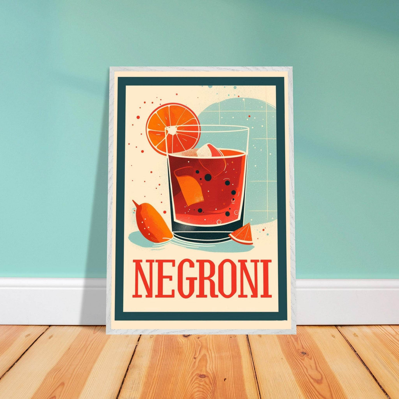 Retro Negroni Cocktail Recipe Art Print - Vibrantwalls