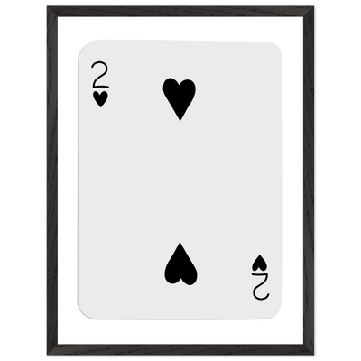Two of Hearts Poker Card Print - Framed Wall Art, Eco-Friendly Wood Frame in Multiple Sizes & Finishes - Vibrantwalls