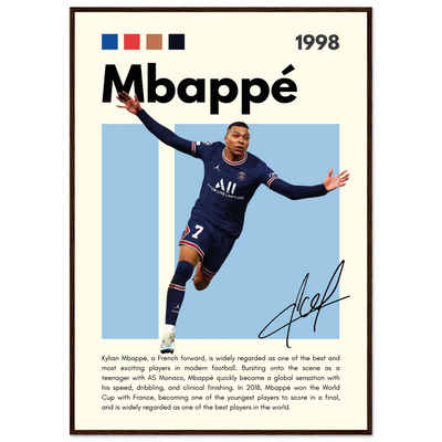 Kylian Mbappé PSG Soccer Framed Football Poster 70x100 cm 28x40″ Dark wood frame Vibrantwalls
