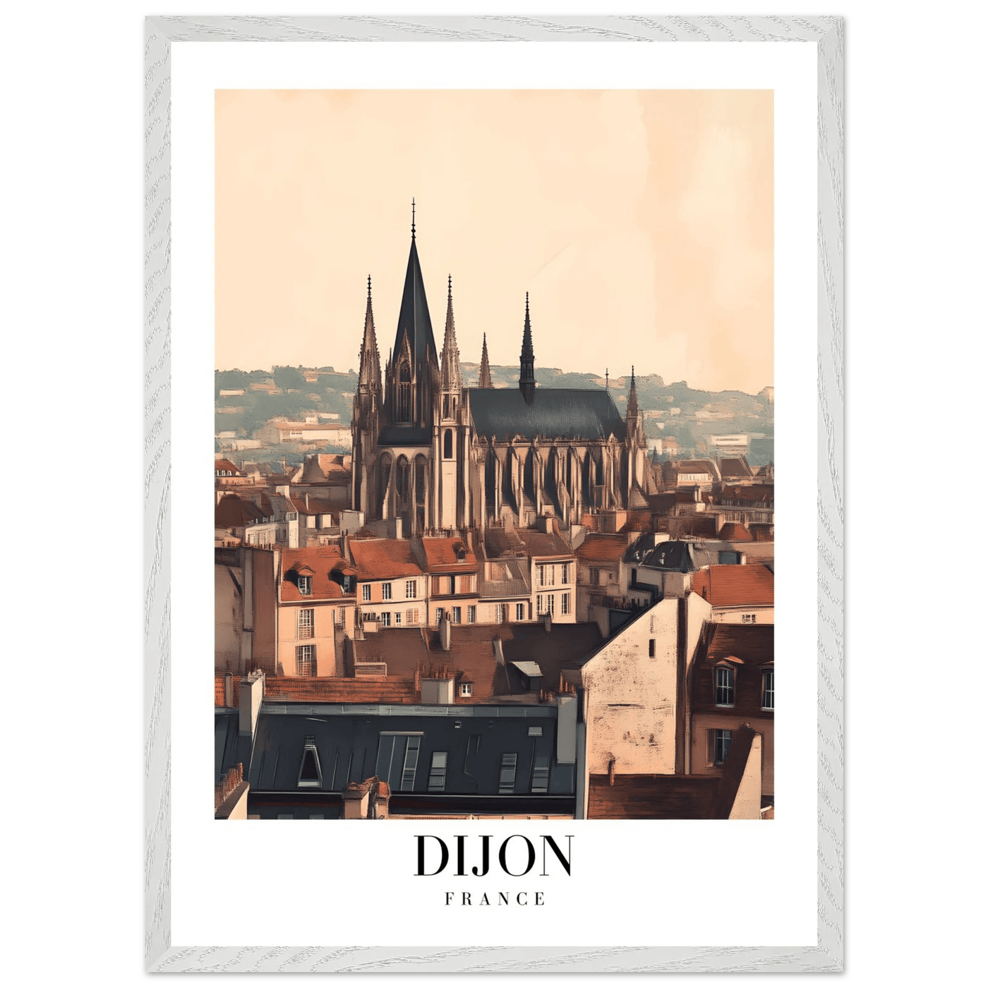 Dijon France Framed Poster – Vintage European Cityscape Wall Art with Wooden Frame - Vibrantwalls