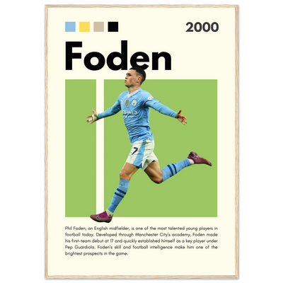 Phil Foden Manchester City Football Legend Poster 70x100 cm 28x40″ Wood frame Vibrantwalls