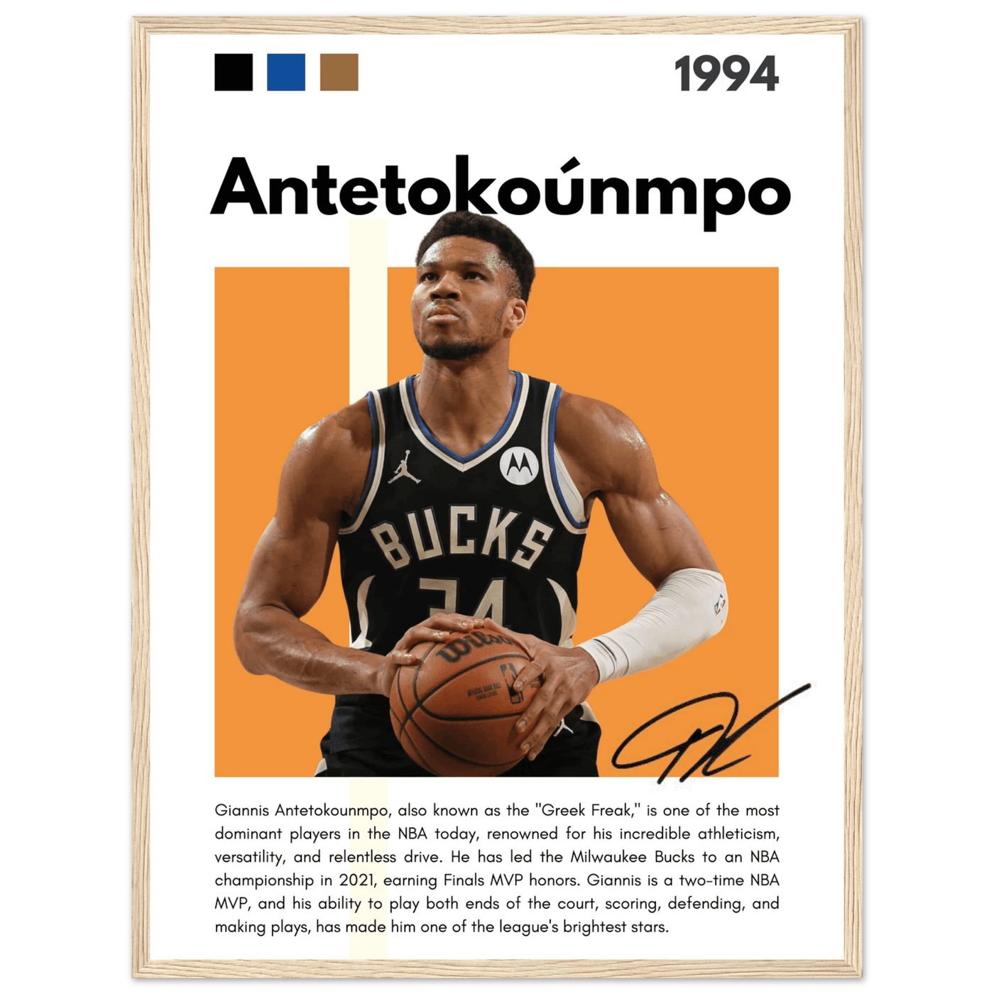 Giannis Antetokounmpo Greek Freak Bucks Poster - Vibrantwalls