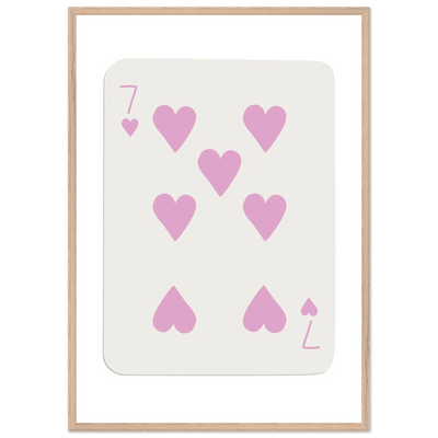 Charming Seven of Hearts Poker Card Print - Mounted Framed Poster Art with Eco-Friendly Wood Frame - Vibrantwalls