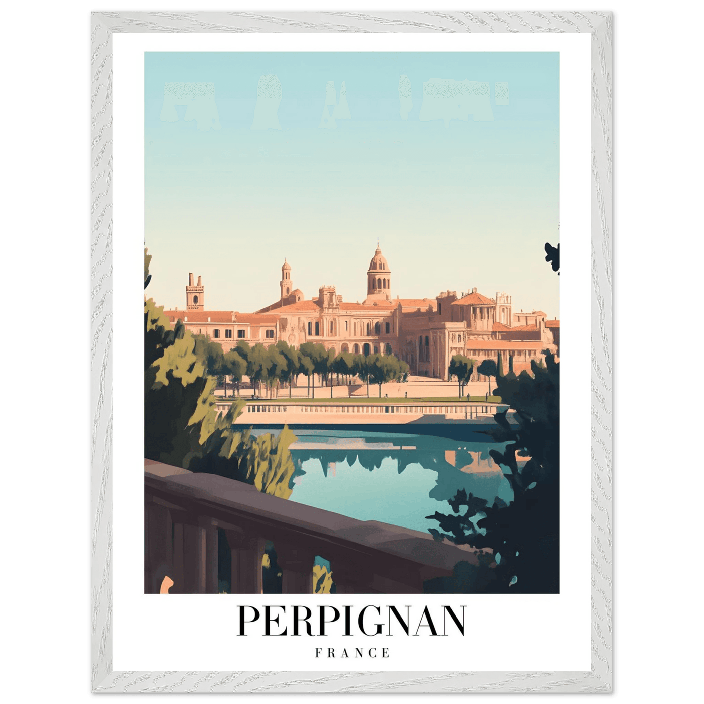 Perpignan France Framed Poster – Vintage Cityscape Wall Art with Wooden Frame - Vibrantwalls