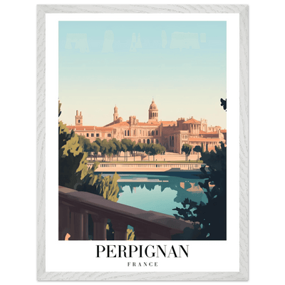 Perpignan France Framed Poster – Vintage Cityscape Wall Art with Wooden Frame - Vibrantwalls